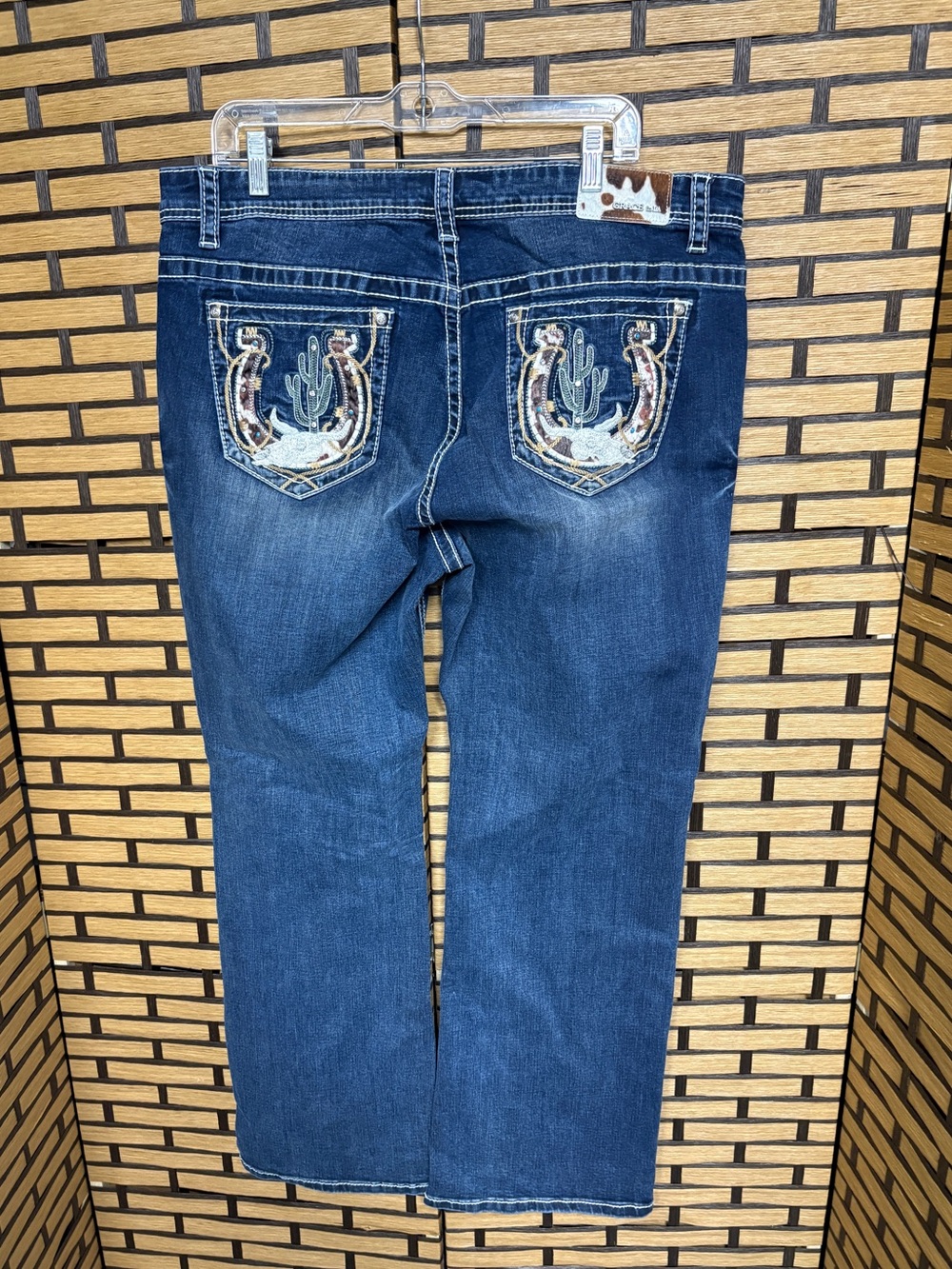 Grace bootcut Blingy cactus and horseshoe jeans size 18